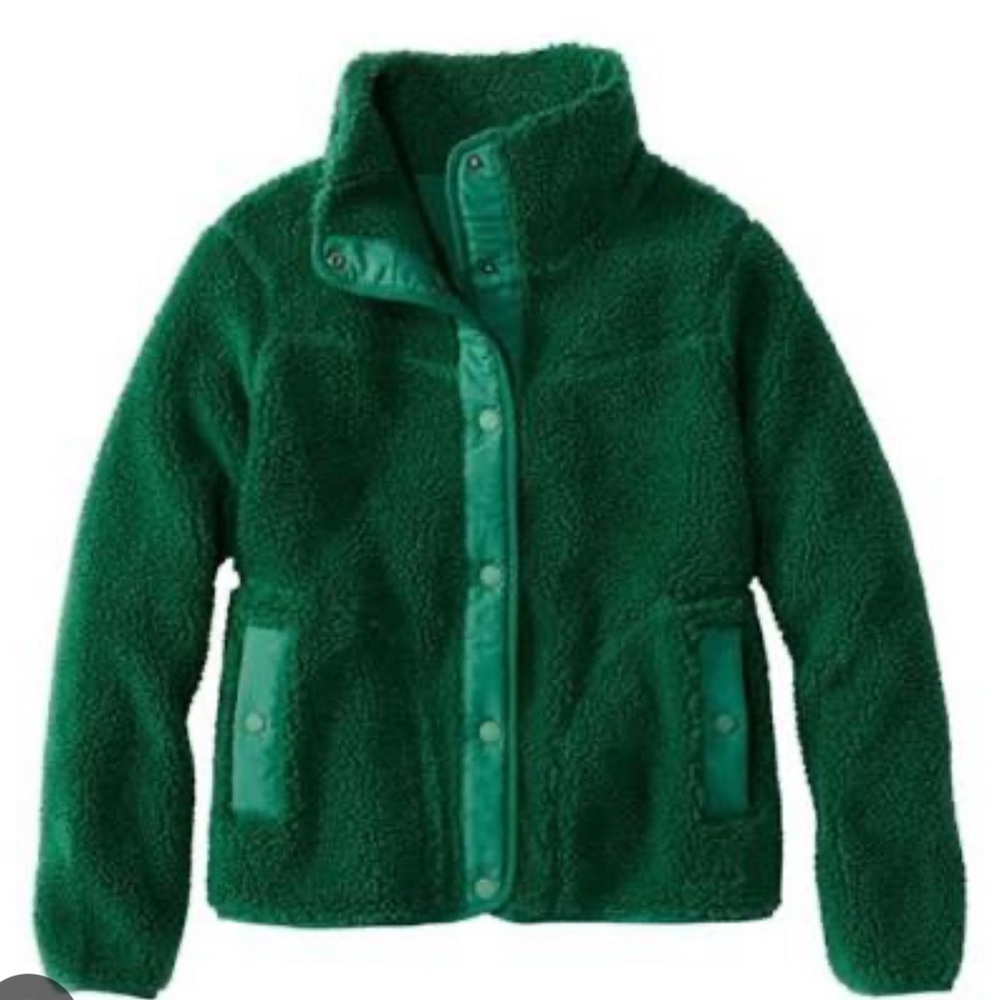 Women's Bean's Sherpa Fleece Jacket Green Size Small